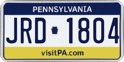 PA license plate JRD1804