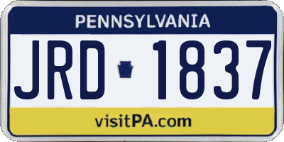 PA license plate JRD1837