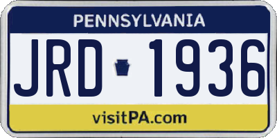 PA license plate JRD1936