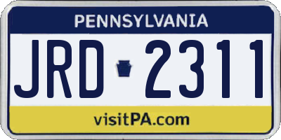 PA license plate JRD2311