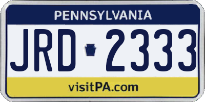 PA license plate JRD2333