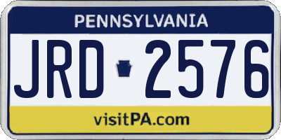 PA license plate JRD2576