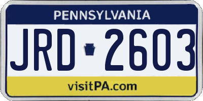 PA license plate JRD2603