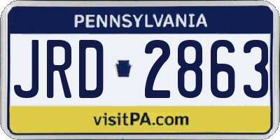 PA license plate JRD2863