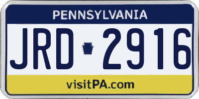 PA license plate JRD2916