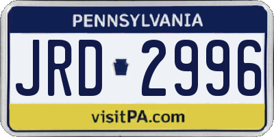 PA license plate JRD2996