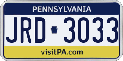 PA license plate JRD3033