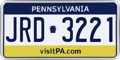 PA license plate JRD3221