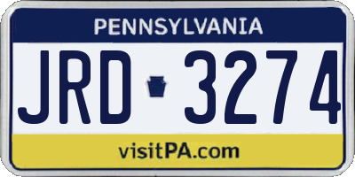 PA license plate JRD3274