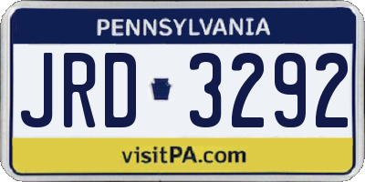 PA license plate JRD3292