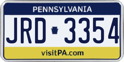 PA license plate JRD3354