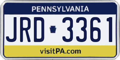 PA license plate JRD3361