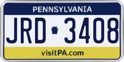 PA license plate JRD3408