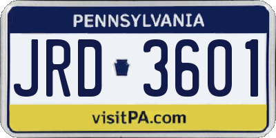 PA license plate JRD3601