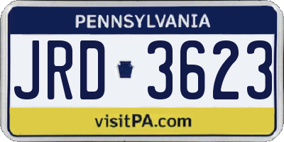PA license plate JRD3623