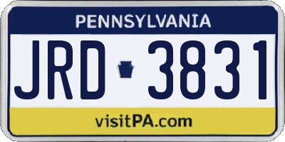 PA license plate JRD3831