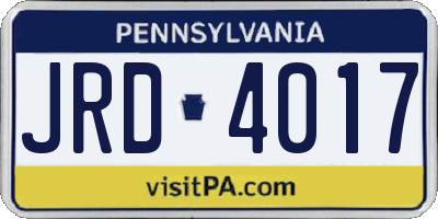 PA license plate JRD4017