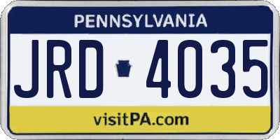 PA license plate JRD4035