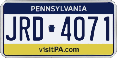 PA license plate JRD4071
