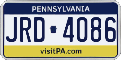 PA license plate JRD4086
