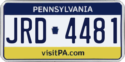 PA license plate JRD4481