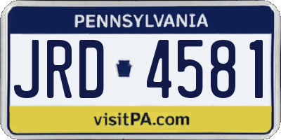 PA license plate JRD4581