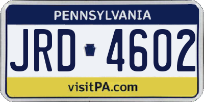 PA license plate JRD4602