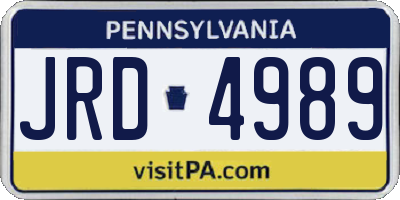 PA license plate JRD4989