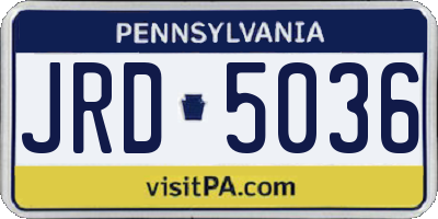 PA license plate JRD5036