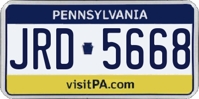 PA license plate JRD5668