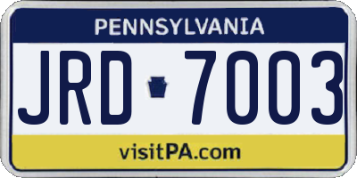 PA license plate JRD7003