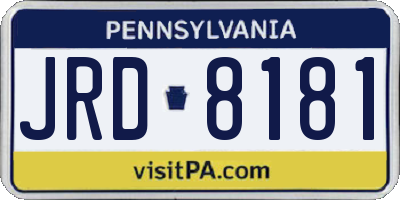 PA license plate JRD8181