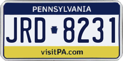 PA license plate JRD8231