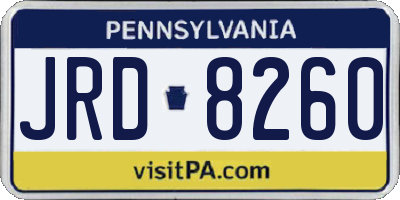 PA license plate JRD8260