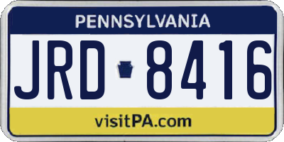PA license plate JRD8416