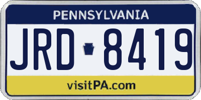 PA license plate JRD8419