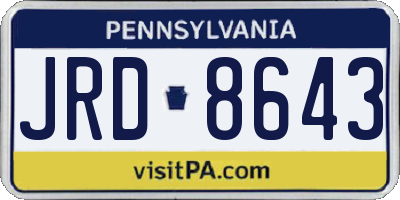 PA license plate JRD8643
