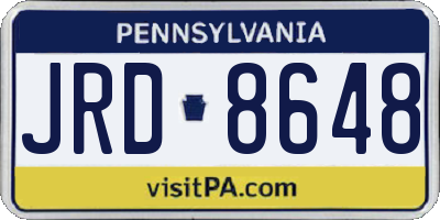 PA license plate JRD8648