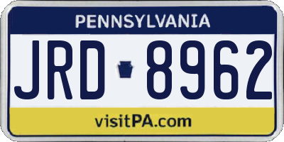 PA license plate JRD8962