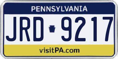 PA license plate JRD9217