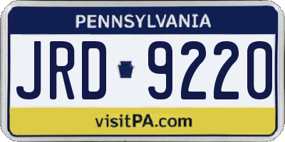 PA license plate JRD9220