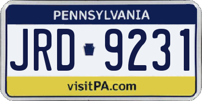 PA license plate JRD9231
