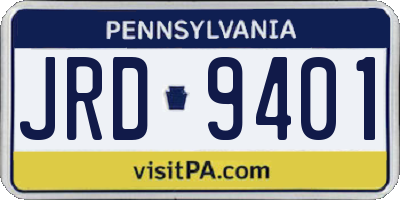 PA license plate JRD9401