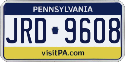 PA license plate JRD9608