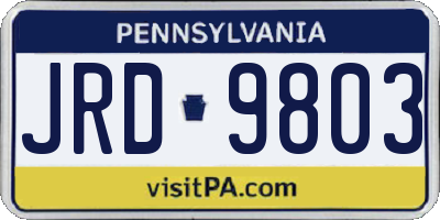 PA license plate JRD9803