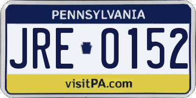 PA license plate JRE0152