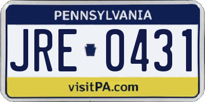 PA license plate JRE0431