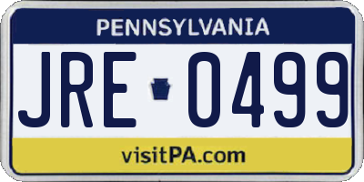 PA license plate JRE0499