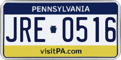 PA license plate JRE0516
