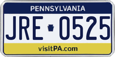 PA license plate JRE0525